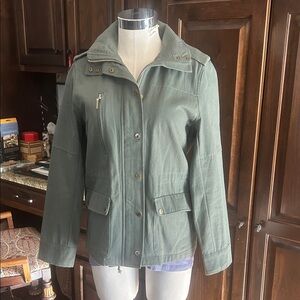 Joompy Boutique Sz M Green Military Style Denim Jacket GUC